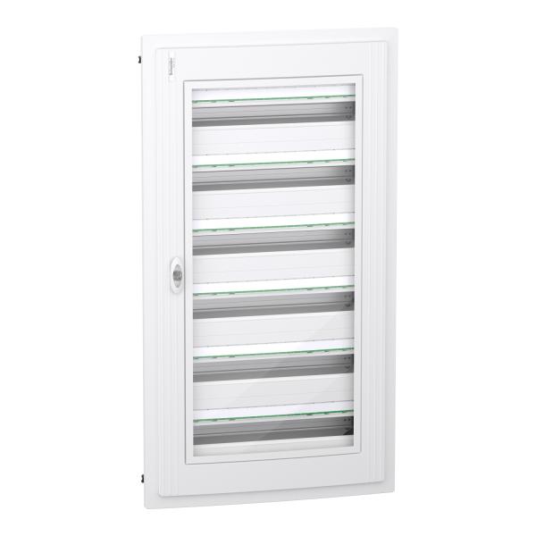 Envolvente modular, PrismaSeT XS, 6 Filas 24 Módulos , Empotrar, Puerta Transparente