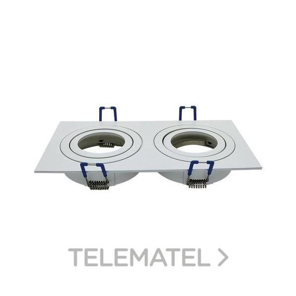 ARO DICROICO DOBLE EN COLOR BLANCO CON 2 PORTALÁMPARAS GU10