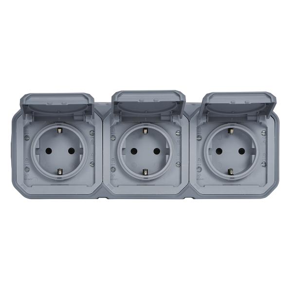 Base de corriente Plexo monobloc superficie H IP55 -16A-3x2P+T-borne auto-Gris