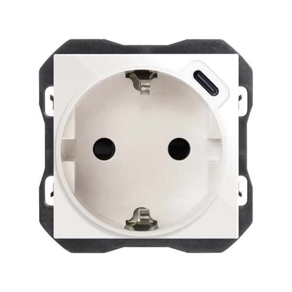 Base schuko 16 A 250V~ con cargador USB C 10,5W blanco Simon 270