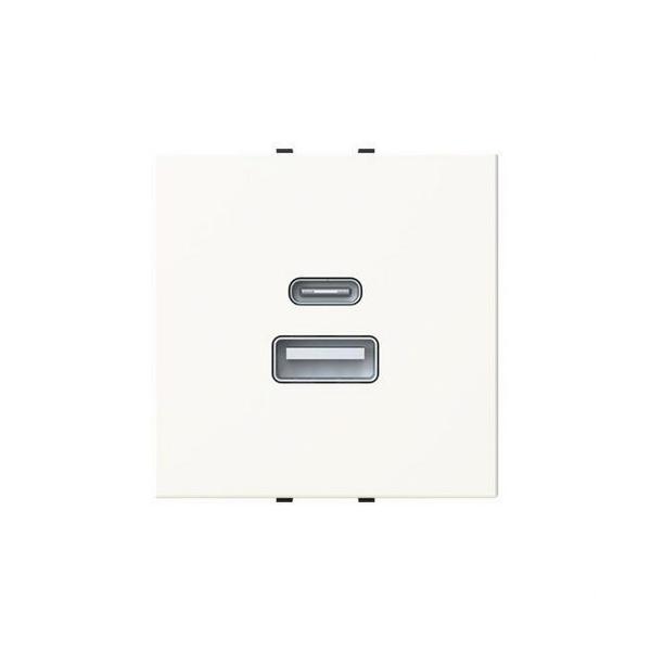 CARGADOR USB-A+C 10,5W 2 MÓDULOS BLANCO