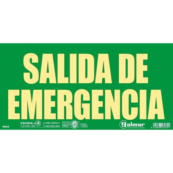 SEÑALIZACIÓN OPT.SEG.CL."SALIDA EMERGENCIA" PVC 0,7mm ESP.