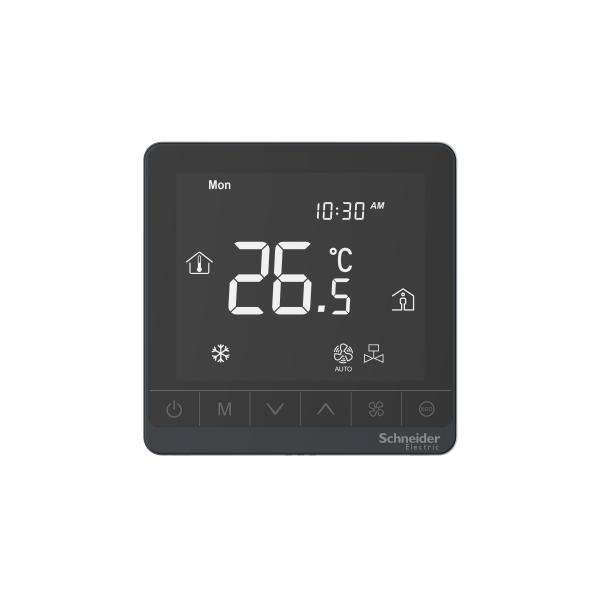 Termostato, SpaceLogic, FCU, Encendido/Apagado, Protocolo, ECM, Deluxe, 240V, Táctil Capacitivo, Negro