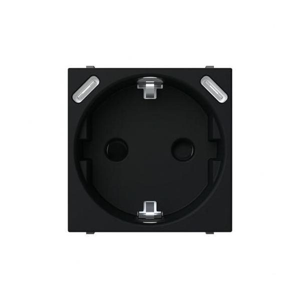 BASE DE ENCHUFE SCHUKO +USB-C+C - 2 MÓDULOS NEGRO MATE