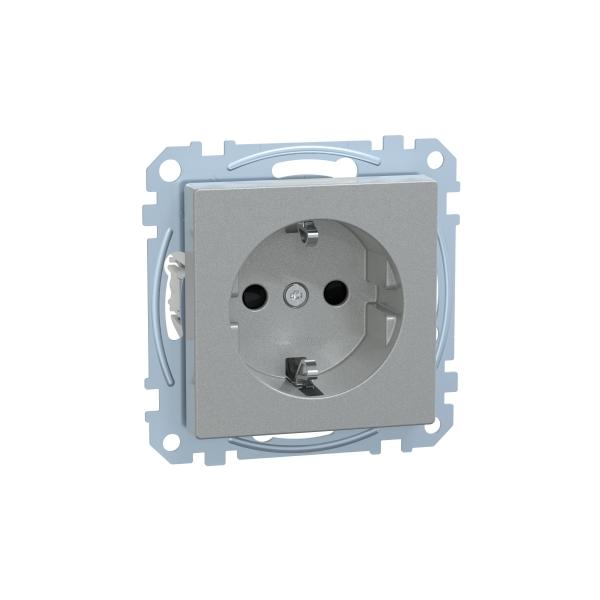 Enchufe Schuko, System M, 2P + E, 16A, conexión rápida, Aluminio