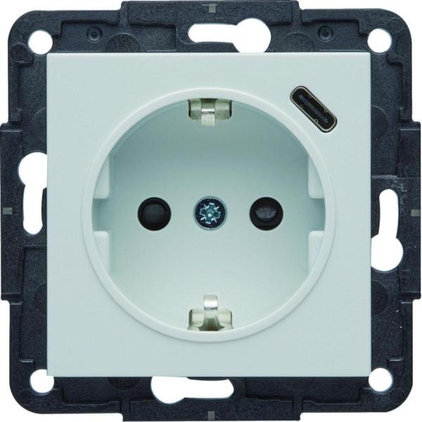 TOMA SCHUKO CON USB-C, LUMINA, BLANCO POLAR