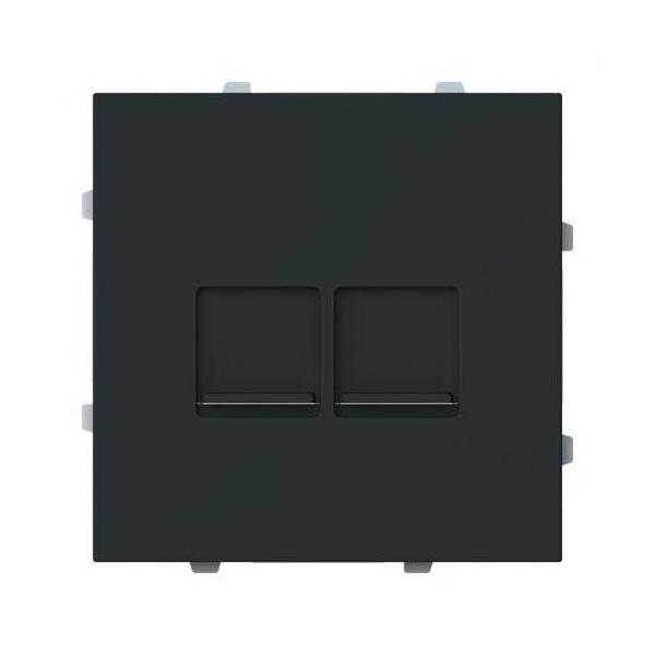 TAPA PLANA 2 SOPORTES CON PERSIANA SERIE VEGA NEGRO MATE