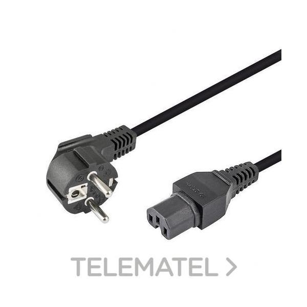 CABLE ALIMENTACIÓN SCHUKO ACODADO CEE 7/7 A H IEC C15 NEGRO 1,8m